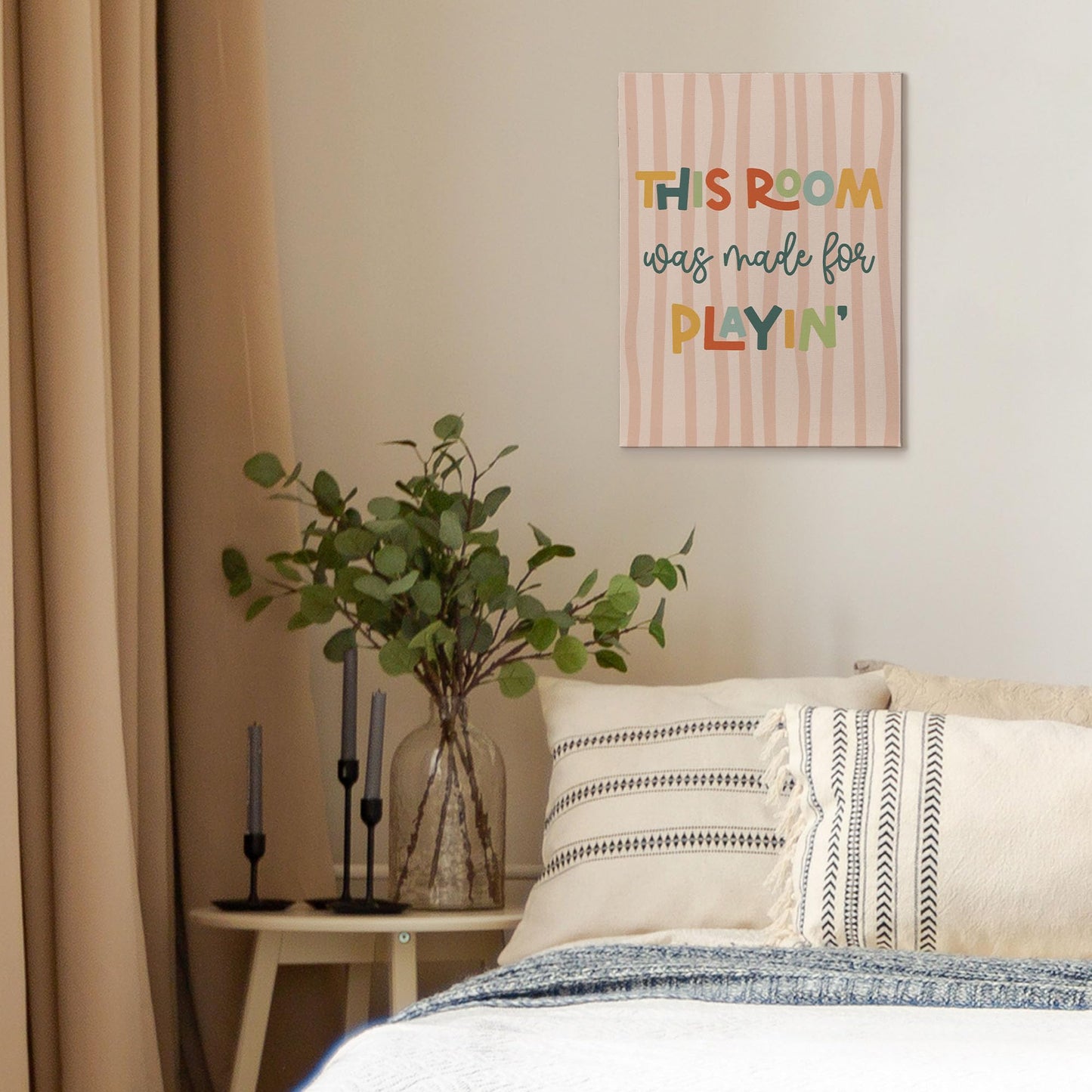 XINCEYWJ Boho Kids Playroom Wall Decor, This Room Was Made For Playin Canvas Art Prints Framed, Welcome Sign, Trendy Nursery Wall Art for Kids Girly Boys Toddler Room Dorm Bedroom, 11x14 In