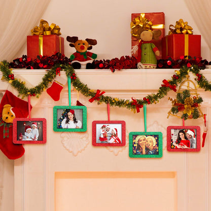 Jetec 36 Pieces Christmas Photo Ornament Frames Mini Felt Glitter Hanging Photo Frame Small Holiday Frames Christmas Tree Decoration for Present Christmas Tree Picture Frames (Red, Green)