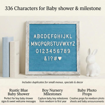 C CRYSTAL LEMON Blue Felt Letter Board 10x10in – Includes 336 Letters, Numbers & Symbols – Changeable Message Board with Rustic Wooden Frame for Home, Office & Events