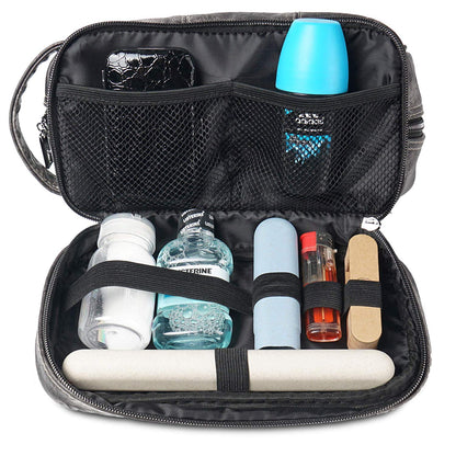 LVLY Toiletry Travel Bag for Men - Large Leather Dopp Kit - Mens Toiletries Bathroom Organizer (Red)