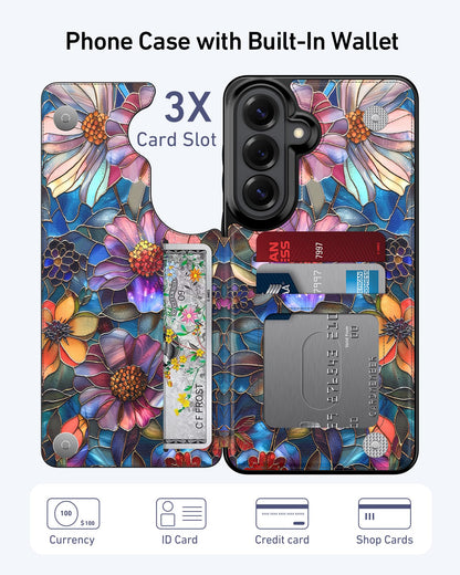 bemal Wallet Case for Samsung Galaxy S26, Floral PU Leather Phone Cover with Card Holder Slots, RFID Blocking, Kickstand, Cute Aesthetic Protective Case for Women Girls, Vibrant Defined Blossoms