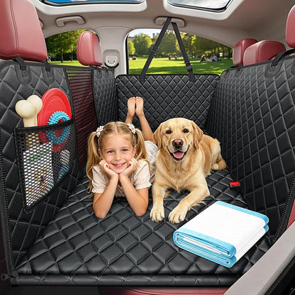 URPOWER Dog Car Seat Cover for Pets 100% Waterproof Seat Cover Hammock 600D Heavy Duty Scratch Proof Nonslip Durable Soft Back Seat Covers for Full Size Trucks