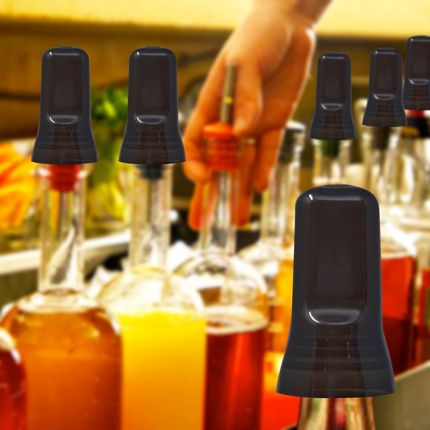 Esatto 24 Pieces Pour Spout Covers - Liquor Bottle Toppers Black, Universal Bottle Pour Dispenser,Liquor Bottle Covers Bottle Cover Dust for Home Kitchen Tools Supplies