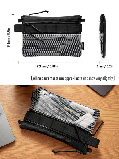 TACTICAL_GEEK Storage A16 EDC Pouch, Waterproof Nylon Organizer, Multifunctional Utility Zipper Bag, Semi-Transparent Mesh Pouch for Storing Small tools, Daily Necessities