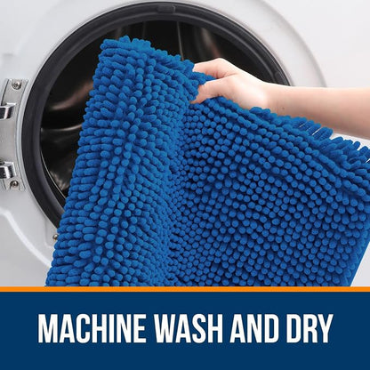 OLANLY Bathroom Runner Rugs 47x20, Soft Absorbent Chenille Bath Rugs, Rubber Backing Quick Dry, Machine Washable Long Bath Mats for Bathroom, Tub and Shower, Home Decor Accessories, Deep Navy Blue