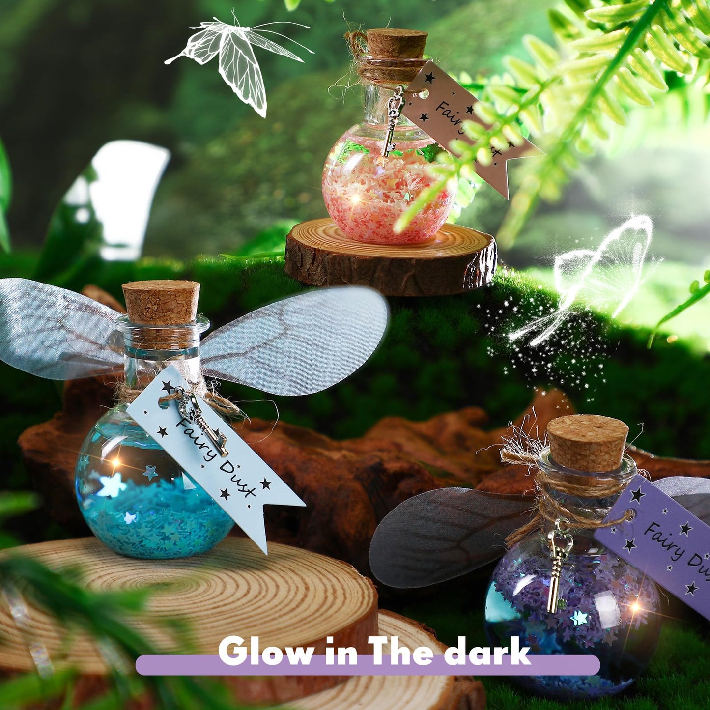 Jinei 262 Pieces Mystery Potion Craft Kit with 36 Magic Witch Potion Bottles Fairy Wing DIY Magic Fairy Bottle Set for Halloween Decorations Birthday Creative Gift Filling Supplies