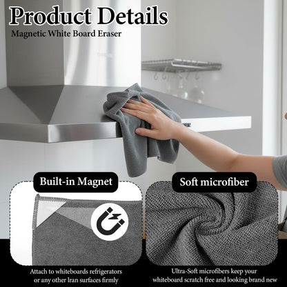 Ckhoid 24 Pieces Magnetic Cleaning Cloth Microfiber Dry Erase Erasers Cleaner for White Board, Reusable Washable Cleaning Cloths for Whiteboards Blackboards Chalkboards Home Office School, 9.4 Inch