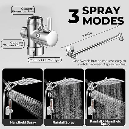8 Inch Filtered Shower Head,Rain Shower Head with Handheld Spray Combo for Hard Water，Long Shower Hose