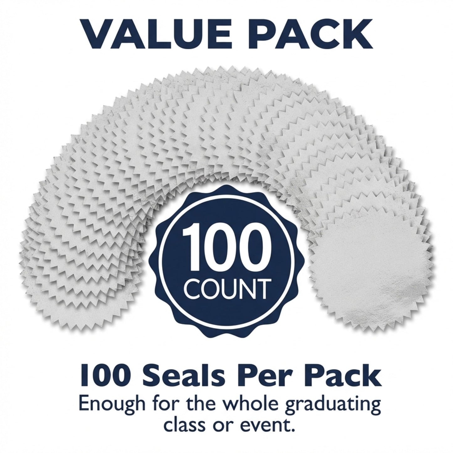 PaperDirect Silver Foil Certificate Seals, 2" Self‑Adhesive Scalloped Stickers, 100‑Pack for Awards, School Certificates, Workplace Recognition, Diplomas & Official Documents