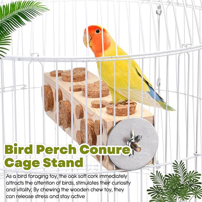 Skyygemm 2 Pieces Bird Chew Toy Wooden Foraging Toys for Birds Parrot Cork Stopper Toys Woodpecker Feeding Toy for Macaws, Small Parakeets, Conures, Budgies, Finches Conure Cockatiel
