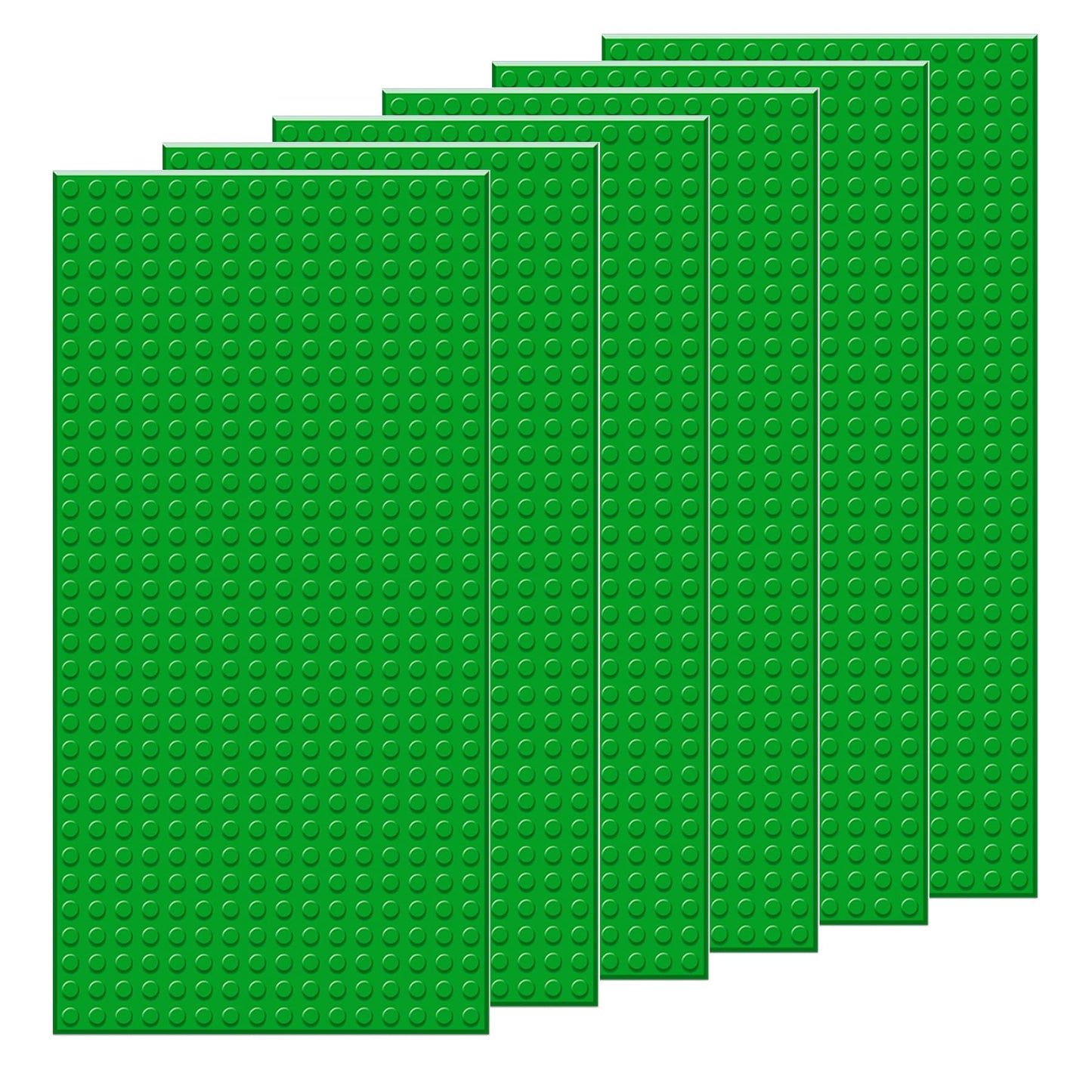 EKIND 6 PCS Classic 5" x 10" Building Baseplates, Compatible with Major Brands Toy Bricks, Encourage Logic & Creativity Through Play, Ideal STEM Activities for Children (Green)