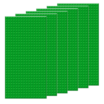 EKIND 6 PCS Classic 5" x 10" Building Baseplates, Compatible with Major Brands Toy Bricks, Encourage Logic & Creativity Through Play, Ideal STEM Activities for Children (Green)