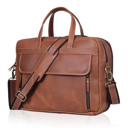 18 Inch Full Grain italian Leather Briefcase for Men, Top Choice Gifts, Handcrafted Laptop Bag (TAN) (18 inch)