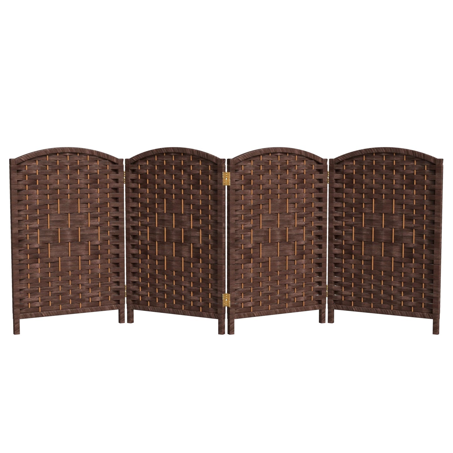 Red Lantern 2 ft. Short Diamond Weave Fiber Folding Screen - Dark Mocha - 4 Panel
