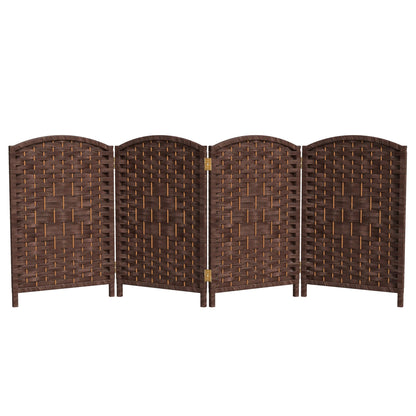 Red Lantern 2 ft. Short Diamond Weave Fiber Folding Screen - Dark Mocha - 4 Panel