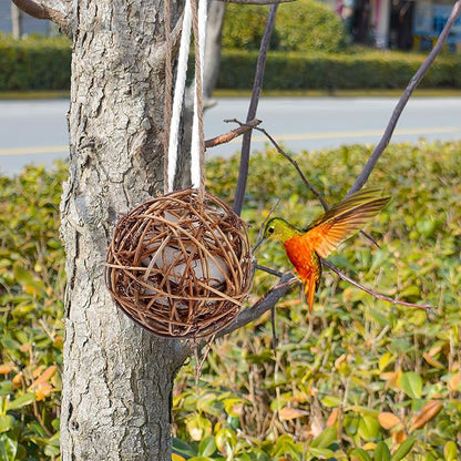 Totority Bird Nesting Material 3pcs, Pre-Filled Roosting Pocket with Soft Cotton, Ready-to-Hang Natural Shelter for Attracting Hummingbirds, Wild Birds to Garden, Yard, Outdoor Courtyard