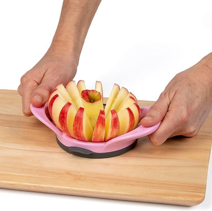 PrepWorks by Progressive Dishwasher Safe 16-Slice Thin Apple Slicer and Corer with Attached Safety Cover (Magenta)