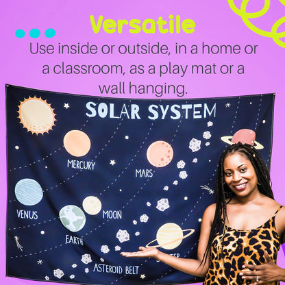 Birdy Boutique Solar System Educational Tapestry – 60" x 42" Outer Space Wall Hanging for Kids – Planets, Orbits & Astronomy Chart – Lightweight Classroom Decor for Preschool, Elementary & Middle School