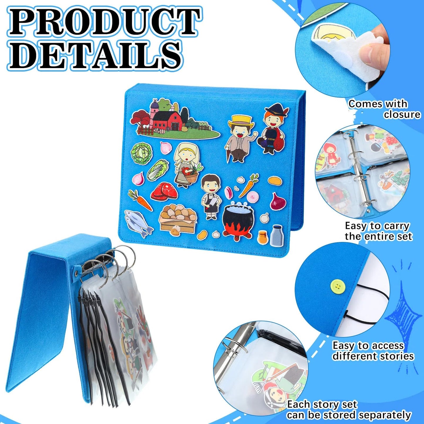 Windkream 13 Pack Felt Board Bible Stories Set, Flannel Board Stories with A Felt Pieces Storage Binder for Preschool Activities(Lovely Style)