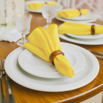 MEANMOY Yellow 210GSM Cloth Napkins Set of 12 - Washable & Reusable 17x17 Inch Napkins with Hemmed Edges in Wrinkle Free Polyester Fabric for Dinners, Weddings, Parties, Banquets & Everyday Decor