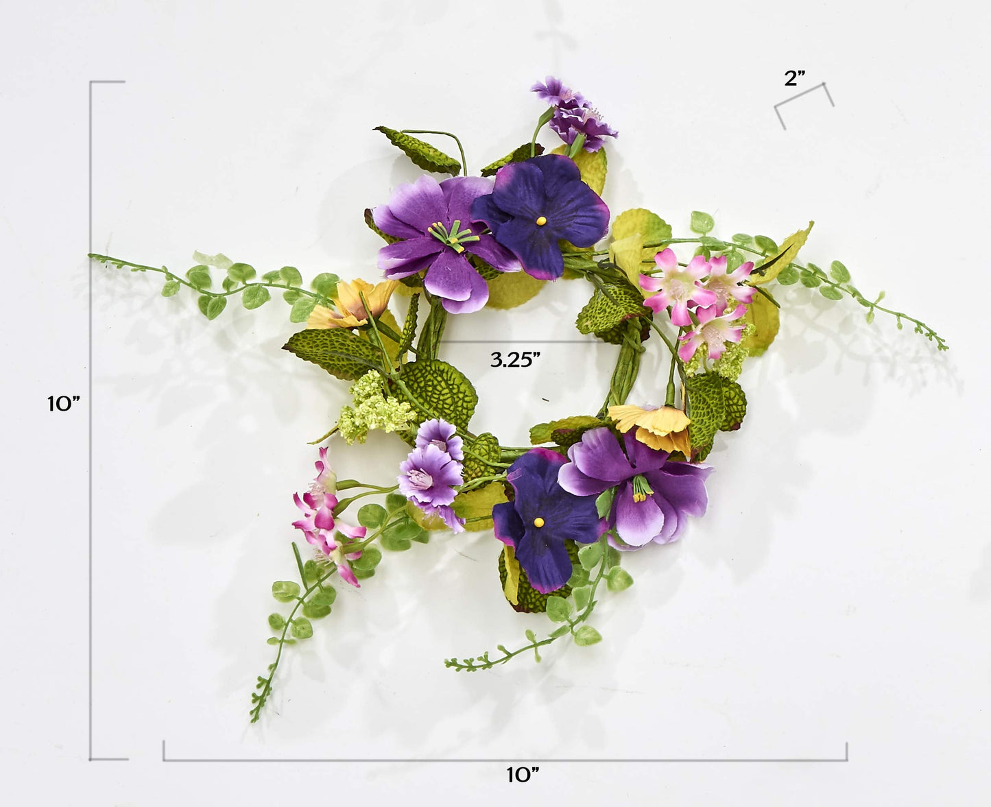 Worth Imports 11" Pansy Candle Ring, Purple,Pink,White,Green,Yellow 2 Count (Pack of 1)