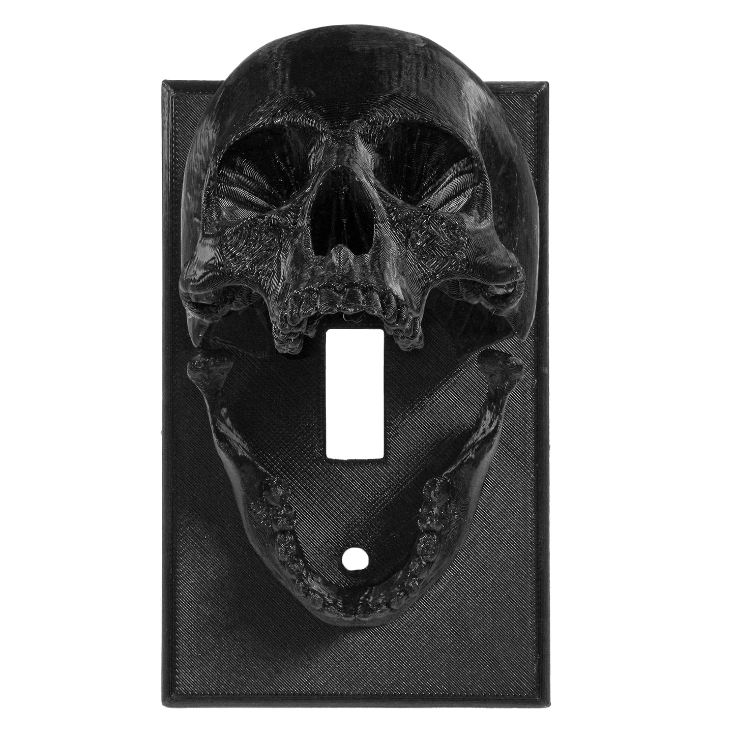 Gothic Skull Light Switch Cover - Goth Skeleton Lightswitch Outlet Plate Cover, 3D Printed Fun Single Toggle Standard Size for Bedroom Home Halloween Wall Decor, Black