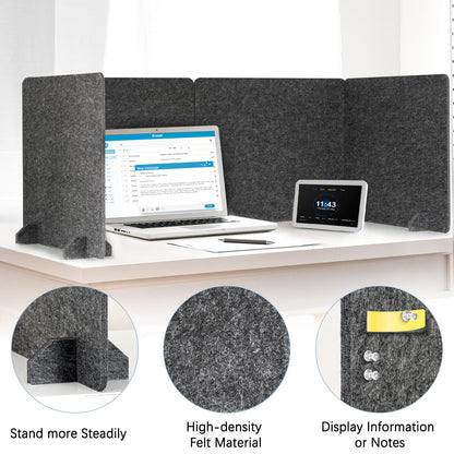 AMUSIGHT 4 Pack Acoustic Desk Dividers - 24" x 20" Freestanding Privacy Panels Set with Noise - Reducing Design Cubicle Sound Proof, Ideal for Office, Classroom, and Home (Dark Gray)