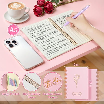 Bible Study Supplies Journaling Kit for Women,Bible Study Kit with Highlighters No Bleed,Journal Notebook Tabs Large Pencil Case, Accessories Set for Women Teens Beginner, Christian Gifts (Pink)