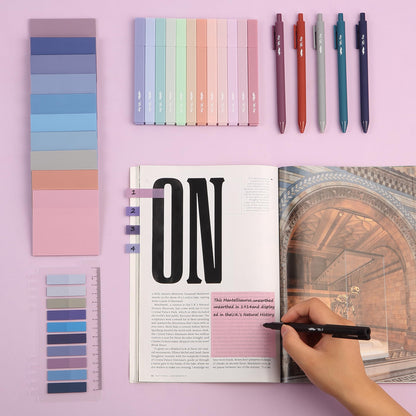 Mr. Pen- Aesthetic Book Annotation Kit, 38 pcs, 12 No Bleed Aesthetic Highlighters, 5 Gel Pens Black Ink, 700 Transparent Sticky Notes & Tabs for Study, Bible Journaling, Planner, Office Supplies