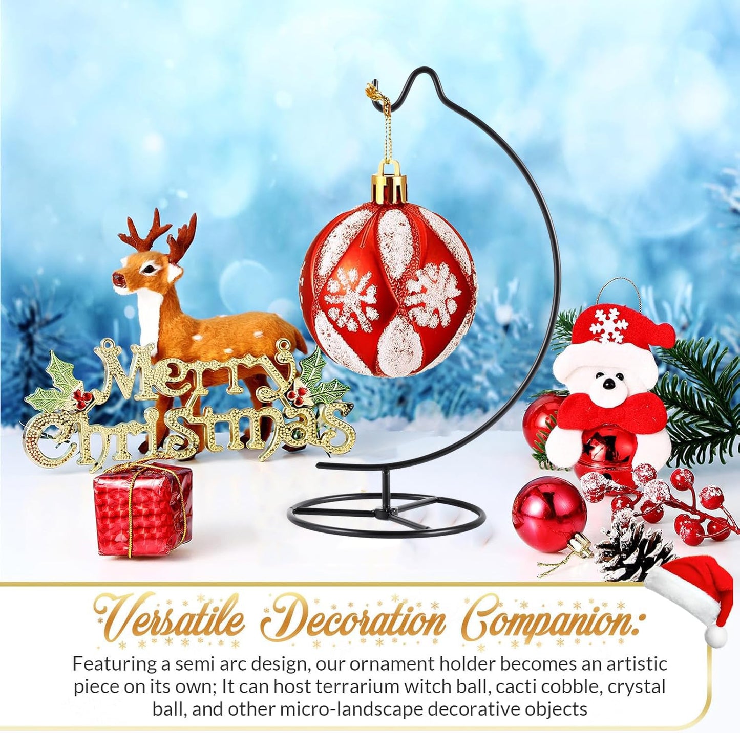 LEYAFADOCO Ornament Display Stand Holder Iron Hanger Air Plant Stand Flower Pot Holder Iron Stand for Hanging Glass Globe Ball ,Christmas Wedding Ornament, Home Office Decor (Mini-Moon)
