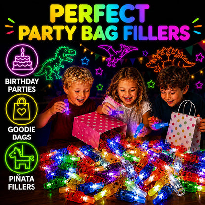 40PCS Dinosaur Party Favors for Kids, LED Light Up Finger Lights Glow in The Dark Toys - Dino Theme Birthday Party Supplies, Goodie Bag Fillers, Classroom Prizes, Pinata Stuffers for Boys Girls