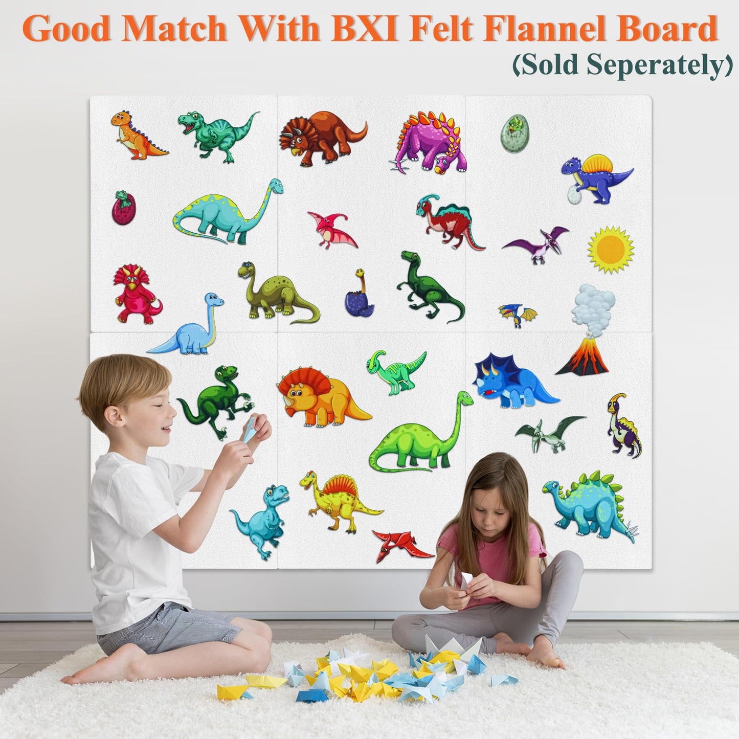 BXI 30 Pcs Dinosaurs Felt Board Story Pieces Set for Toddlers, Preschool & Kindergarten, Precut Felt Marine Life Figures for Preschool Crafts Activity Early Learning Storytelling