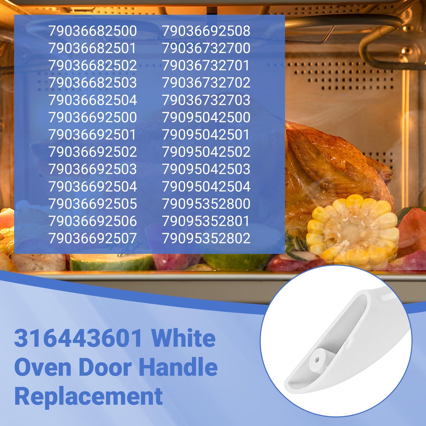 MIFLUS 316443601 Oven Door Handle Compatible for Ken-More Elec-trolux Frigi-daire Electric Oven Range Stove Handle Replacement with 2 * 316433300 Range Handle Screws/Ken.More Oven Handle
