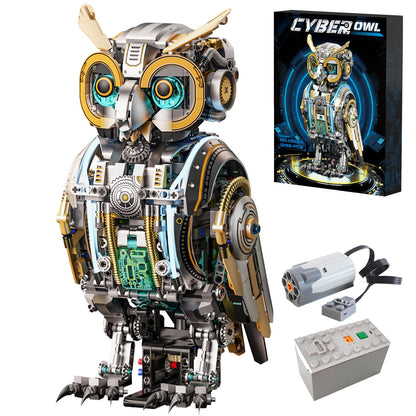Myth Qholve Mechanical Owl Building Blocks Hand-Crank or Electric Powered Moving Snake Engineering Construction Set for Kids and Adults Detailed Mechanical Model with Gears and Lights