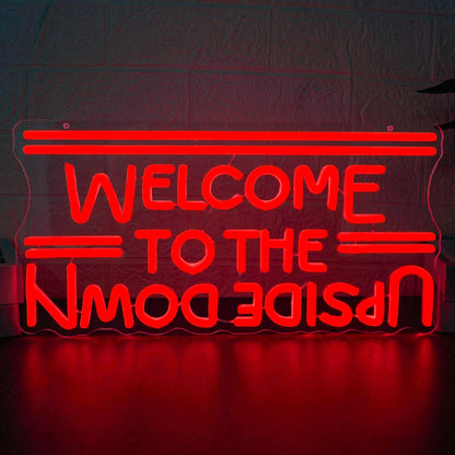 BMLOPZ Welcome To The Upside Down Neon Sign Dimmable Neon Lights for Wall Décor USB Powered LED sign for Bedroom Game Room Man Cave Great Gift for Birthday christmas etc;(16.4 * 8.3 inches)