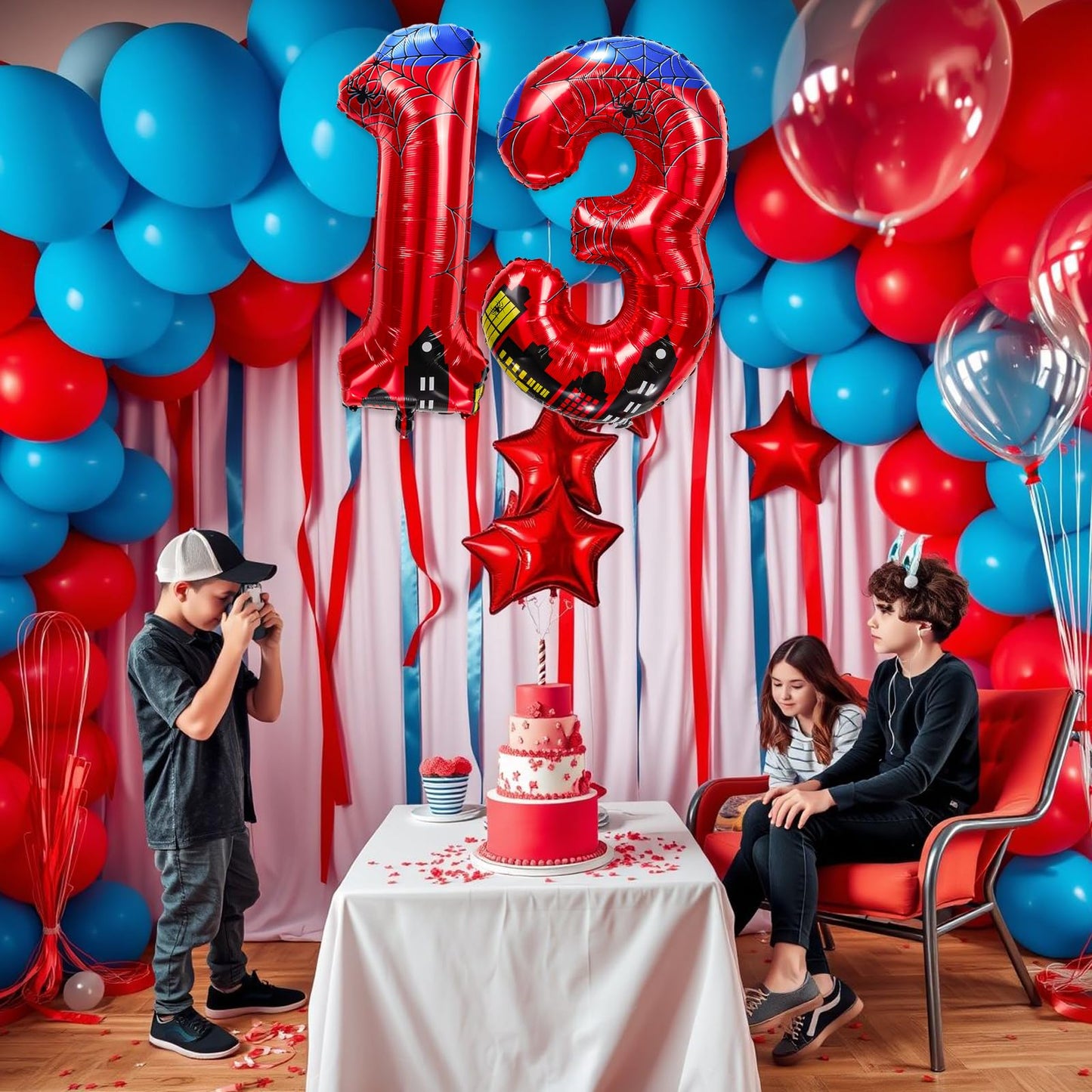 laackys 40 inch spider theme number foil balloons, children's party balloon supplies with classic numbers 1 to 9, birthday decoration supplies,number large balloons for spider theme parties (13)