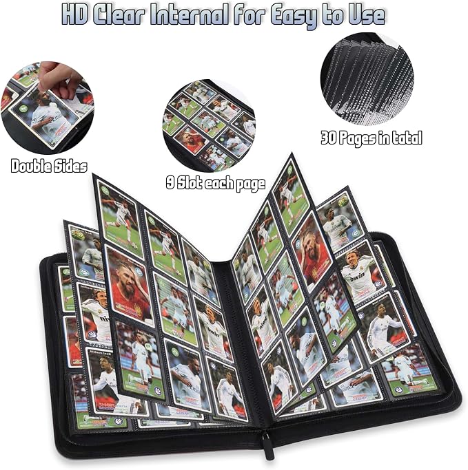 Trading Card Binder, Premium 9 Pocket Double Sided 540 Pocket PU Card Collection Binder, Collectible Trading Card Albums for MTG, TCG, Sport Card, Game Cards (Ecru)