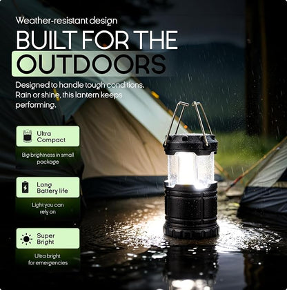MalloMe LED Camping Lantern, Battery Powered Lanterns for Power Outages, Portable Hanging Collapsible Camping Lights for Outdoor, Home, Emergency, Hurricane Lamp Survival Outage Light 3 x AA Operated