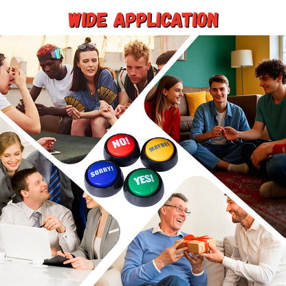 Loudmore Yes & No Button and Sorry & Maybe Button with Sound 4 Pack Buzzers for Trivia Games and Family Game Answer Buzzers for Classroom Parties, Games, Office Stress Relief