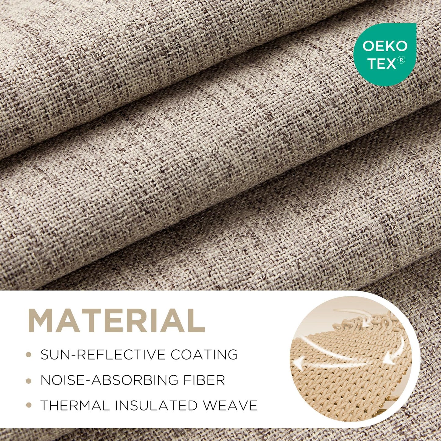 Joydeco 100% Blackout Curtains for Bedroom - Natural Linen Curtains 84 Inch Long, Thermal Insulated 2 Panels Linen Light Blocking Drapes, Rod Pocket & Back Tabs, Darkening Privacy for Living Room