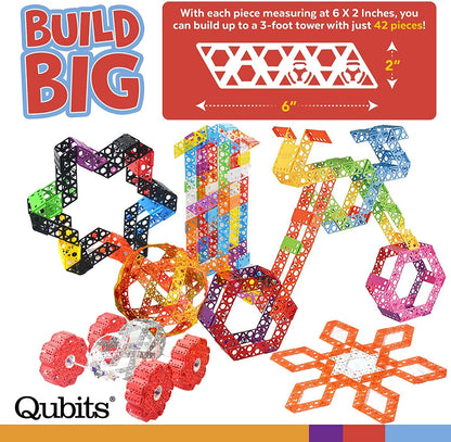 Qubits STEM Construction Set - 50 Pieces: an Open Play Engineering and Building Toy
