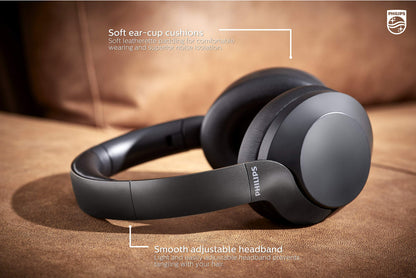 Philips PH805 Active Noise Canceling (ANC) Over Ear Wireless Bluetooth Performance Headphones w/ Hi-Res Audio, Comfort Fit and 30 hours of playtime (TAPH805BK)