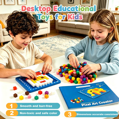 EXBEPE Pixel Art Kit Creator Puzzle Building Blocks,400 Plastic Cubes with 120+ Puzzles,STEM Educational Toy for Kids,Fine Motor Skills Game,Multicolor