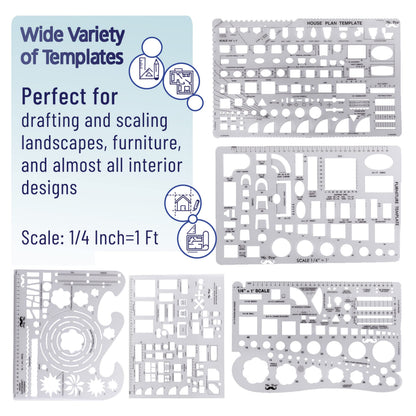 Mr. Pen- Professional Drafting Tools & Geometry Set with Case, 17 pcs, Mechanical Pencil, Fineliners, Scale Metal Ruler, Drawing Templates for Interior Design House Plan, Architect Protractor Set