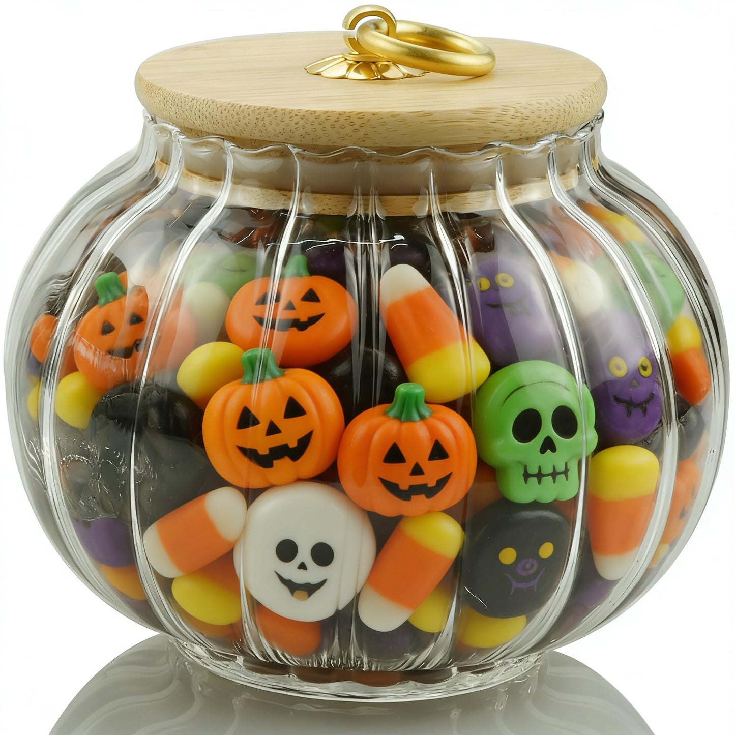 LUATSDAR Clear Glass Jar Coffee Canister, Cookie Candy Jar Sugar Container with Airtight Bamboo Lid, 23 FL OZ Kitchen Food Storage Container for Pantry, Flour, Pasta, Cereal, Beans, Spice, Round