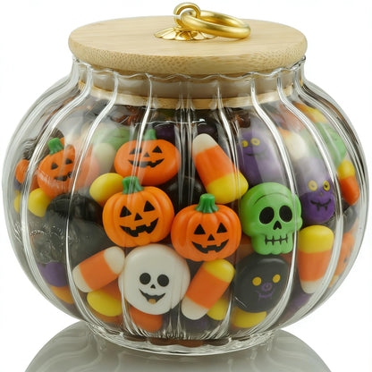 LUATSDAR Clear Glass Jar Coffee Canister, Cookie Candy Jar Sugar Container with Airtight Bamboo Lid, 23 FL OZ Kitchen Food Storage Container for Pantry, Flour, Pasta, Cereal, Beans, Spice, Round