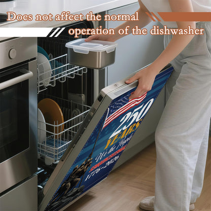 USA 250th Anniversary Magnetic Dishwasher Cover,Patriotic Military Decorative Dishwasher Panel for Refrigerator Kitchen Decor Reusable Waterproof Easy Install 23x26 Inch
