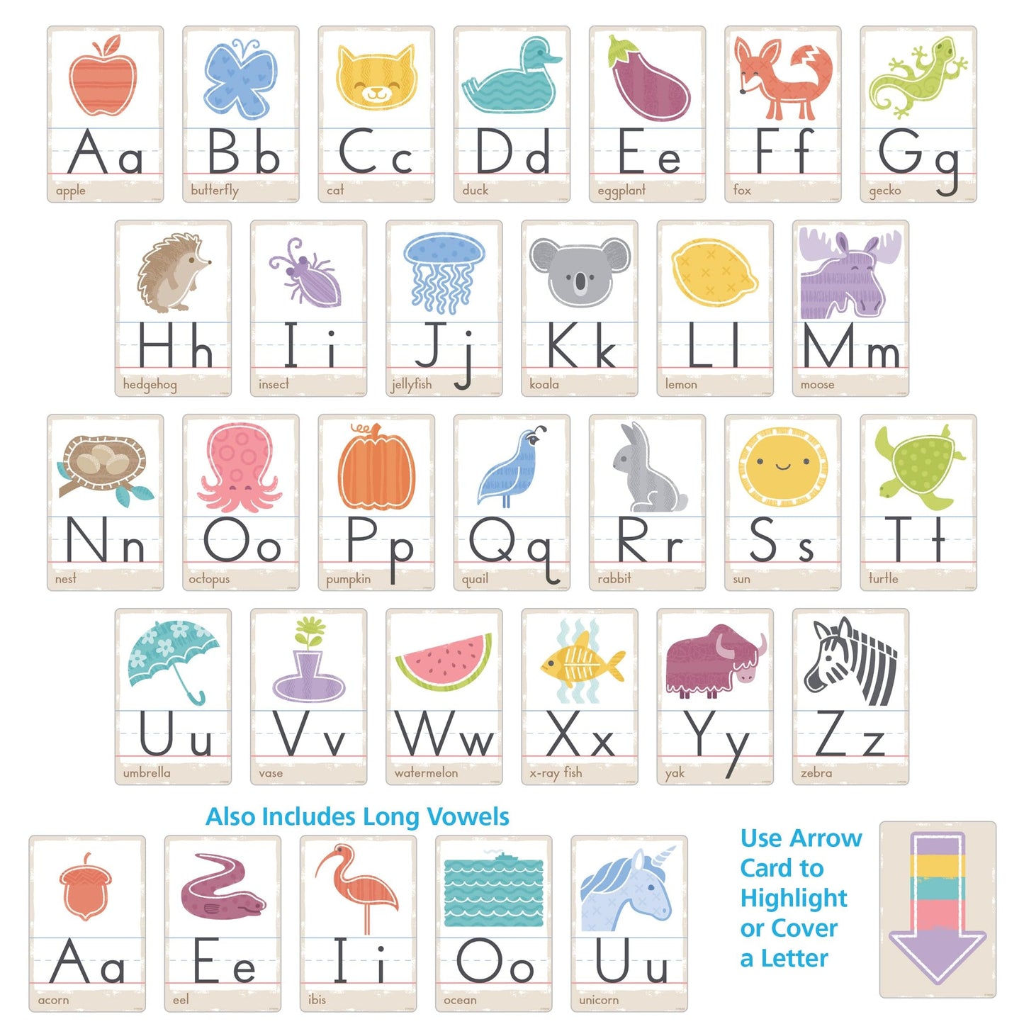 Good Nature Alphabet Cards Learning Set by Trend, 32 Decorative Cutout Pieces for Teaching Letters and Phonics