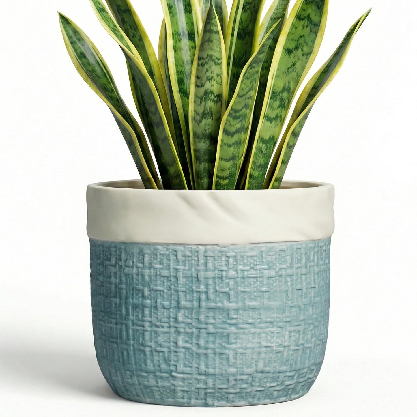 Teagas Ceramic Planter - 8 Inch Plant Pot for Indoor Outdoor Plants, Boho Planters with Drainage Hole and Plug, Round Decorative Flower Pots, Garden Home Office Decor, Plant Lover Gifts, Blue