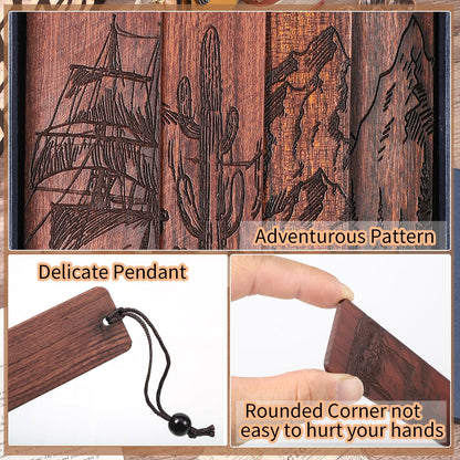 4Pcs Wood Bookmark for Men, Back to School Gifts